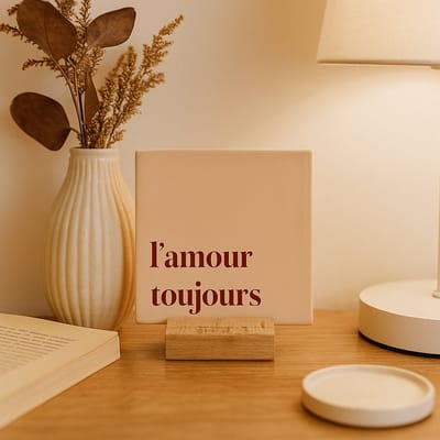 L'amour toujours - Keramische decoratie tegel met tekst - Valentijn