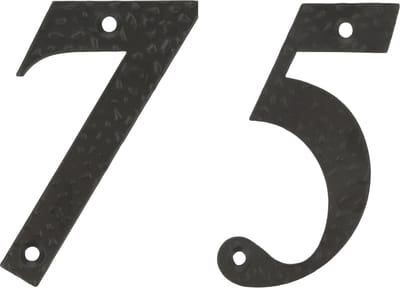 AMIG Huisnummer 75 - massief gesmeed staal - 10cm - incl. bijpassende schroeven - zwart