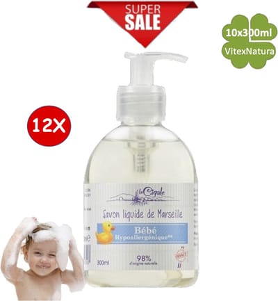 La Cigale 12x300ml Baby douche gel verzorging ♥ Marseille Babyzeep vloeibaar Hypoallergeen. Zonder conserveermiddel, kleurstoffen, geur