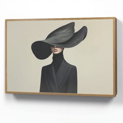 Wandlamp 90x60 cm - Oplaadbaar - Zwart - Vrouw - Hoed - Wandlampen binnen woonkamer - Slaapkamer lamp - Decoratieve nachtlamp - Vloerlamp draadloos
