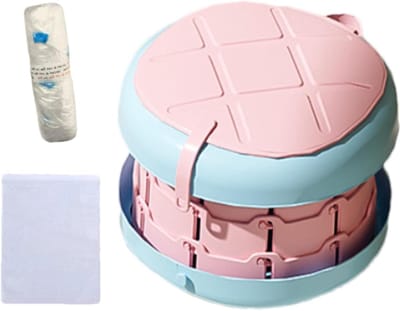 Opvouwbaar reispotje - Kindertoilet trainer - Zindelijkheidstraining onderweg - Verbeterde roterende structuur - 25.8 x 17 cm uitgevouwen - Roze