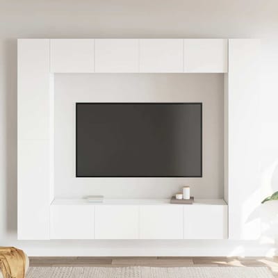 vidaXL - 8-delige - Tv-meubelset - bewerkt - hout - wit