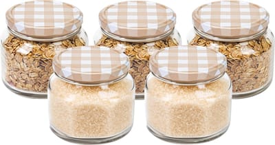 Hega Hogar Weckpot/voorraadpot Classico - 5x - 600 ml - kunststof- beige - D10 x H9 cm