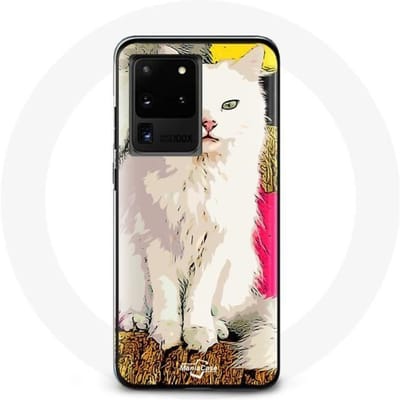 Hoesje voor Samsung Galaxy S20 Ultra Turkse Van Cat Wit met blauwe en gele ogen