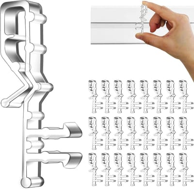 Daity Verpakking van 24 stuks gordijnclips met verborgen groeven – 2-1/8 inch (5 -8 cm) transparante plastic gordijnclips voor gordijnrails met groeven aan de achterkant (transparant).