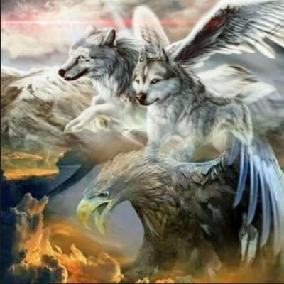 Diamantborduurwerk Schilderen Kruissteek Kits Muurmozaïek Wolf en Adelaar Huisdecoratie Cadeau 30x30CM gray