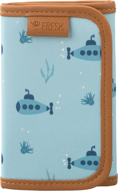 Fresk Portemonnee voor Jongens – Billfold met Klittenbandsluiting – Pasjeshouder – Portefeuille Kinderen - Blauw - Submarine