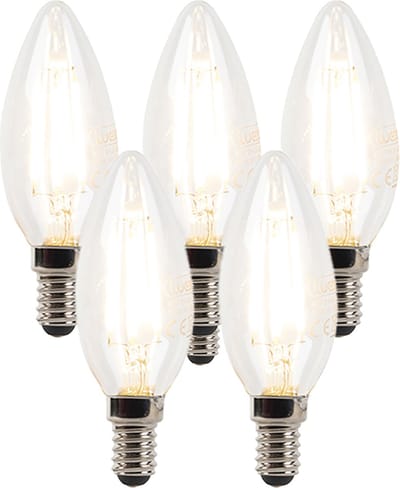 LUEDD Set van 5 E14 dimbare LED kaarslampen B35 helder 3W 250 lm 2700K