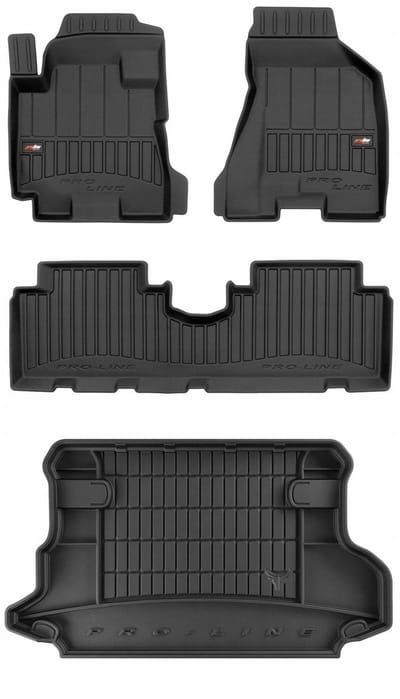 Frogum ProLine - Automattenset en Kofferbakmat - Geschikt voor Hyundai Tucson I (2004-2010) - Laser-fit Pasvorm - TPE Rubber - Geurloos