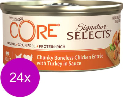 Wellness Core Signature Selects Chunky Kip/Kalkoen - Kattenvoer - 24 x 79 g