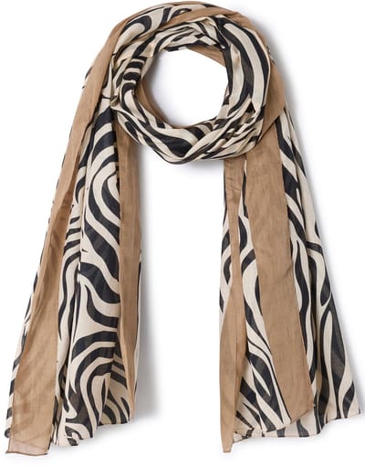 Damart - Foulard sjaal dierenprint zuiver katoen - Dames - Wit - Eén maat