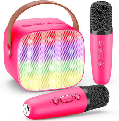 Draagbare Karaokeset met 2 Microfoons en LED Lichteffecten voor Kinderen