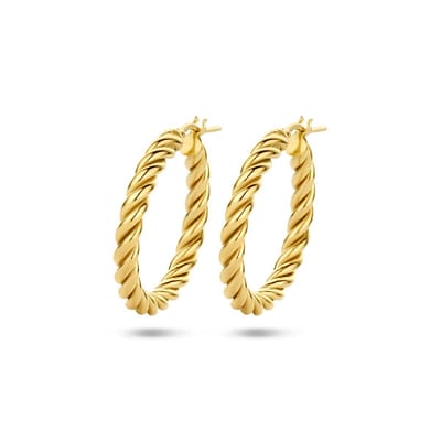 Zilver Verguld (Geel) Oorringen Gedraaid 1 Micron 2102619