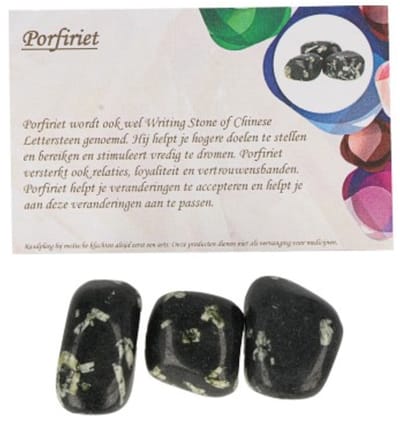 Porfiriet 50 gr. trommelstenen (mt3) met info