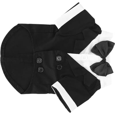 Costume pour petit chien d'animal de compagnie Collier à nœud papillon pour animal de compagnie Chemise Vêtements élégants pour mariage Fête Événement XS noir