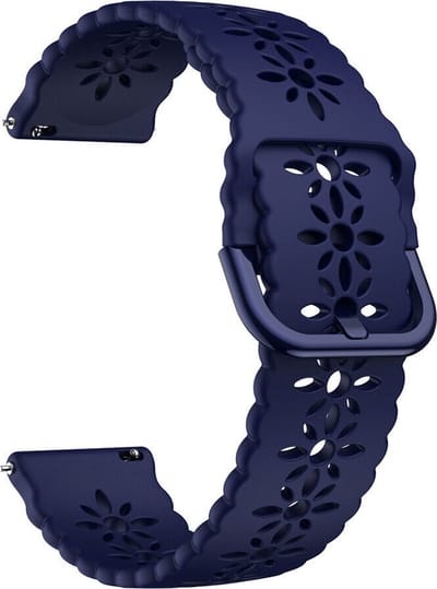 Smartwatch bandje - siliconen bandje met patroon geschikt voor Polar Ignite / Ignite 2 / Unite / Pacer - Amazfit GTS / Bip / GTR 42mm - Huawei Watch GT 2 42mm / GT 3 42mm / GT 3 Pro 43mm - donkerblauw