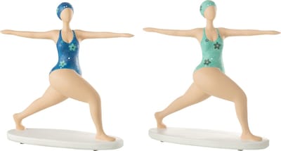 J-Line figuur Vrouw Yoga Stretch - polyresin - mix - 2 stuks