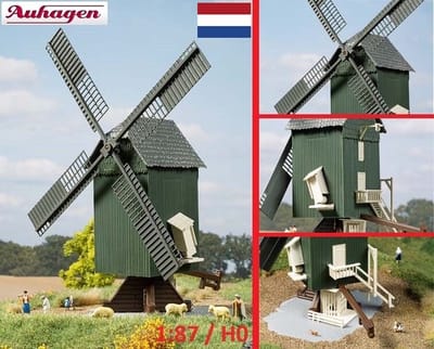 Bouwpakket Windmolen Nederlands voorbeeld excl. motor voor aandrijving, Auhagen 1:87