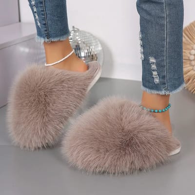 Warme Pluizige Slippers Dames Winter – Comfortabele Antislip Huisslippers – Zachte Luxe Damespantoffels voor Binnen en Buiten – Maat 38