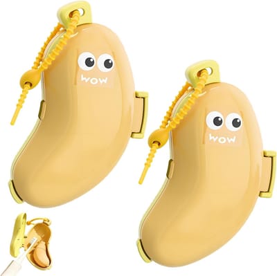 Praktische 2-Pack Tandenborstel Etui met Tandpasta Dispenser voor Reizen, Camping en Buitenactiviteiten - Leuk en Handig in Geel