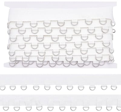 Dailygoods - Witte Ringband met Zilveren D-Ringen voor Naaiwerk en Knutselen