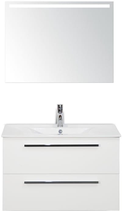 Seville Badmeubelset 80 cm - Wit Hoogglans - Keramische Wastafel Wit Enjoy met Sence Spiegel