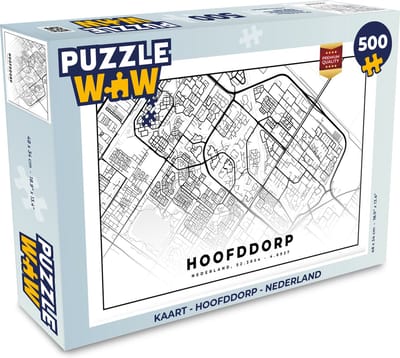 Puzzel Kaart - Hoofddorp - Nederland - Legpuzzel - Puzzel 500 stukjes