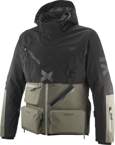 Ixon Etna Kaki Zwart Waterdichte Textiele Motorjas - Jas