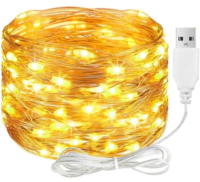 Led-lichtsnoer met USB, 2 m, 20 leds, koperdraad, waterdicht voor binnen en buiten, warm wit, perfecte decoratie voor bruiloften en Feestdagen