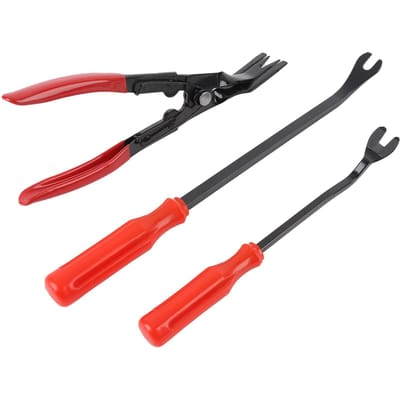 Ensemble d'outils de retrait de garniture automobile 3 pièces Ensemble de pinces à clips en acier inoxydable Kit de réparation de panneau de porte et de tableau de bord de voiture black