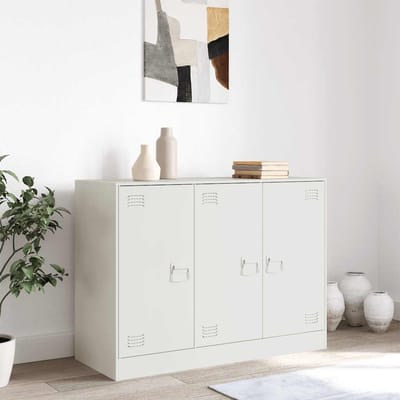 vidaXL - Dressoir - 99x39x73 - cm - staal - wit