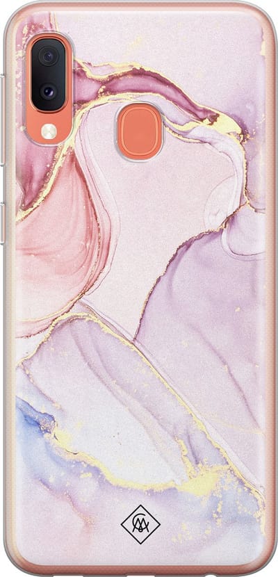 Casimoda® hoesje - Geschikt voor Samsung A20e - Marmer roze paars - Backcover - Siliconen/TPU - Blauw