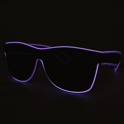 Loud and Clear® LED Bril - Lichtgevend - Festival Bril - Draadloos - Oplaadbaar - Paars