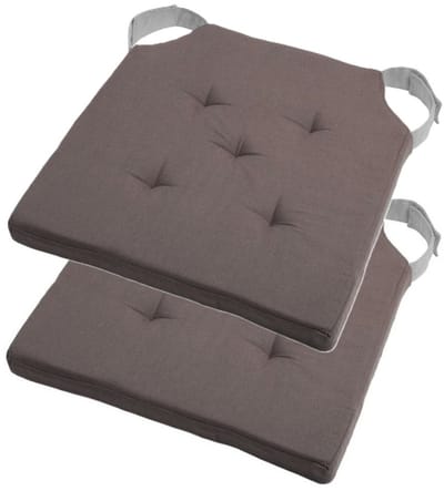 Stof Textile stoelkussen DUO - 2x - grijs - 38 x 38 x 4 cm - klittenband sluiting - zitkussens - binnen/buiten