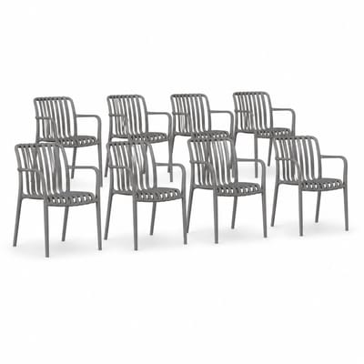DS4U® - Max tuinstoel - Set van 8 - Grijs - Kunststof - Met armleuning