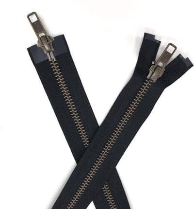 Ykk Rits - Dubbel Deelbaar - Zwart met Koper tandjes - 70 cm.