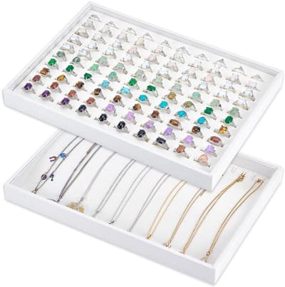Sieraden Tray Stapelbaar Ontwerp - Sieraden Organizer - Fluwelen Houder - Voor Ringen/Kettingen/Armbanden - 2 Stuks - 24,3 x 34,7 cm - Sieradenorganizer