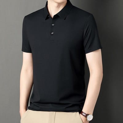 Lente en Zomer Heren T-shirt met Korte Mouwen Heren Tops Casual Zakelijk Mode Kleine Wafel Revers POLO Shirt XXXXL black