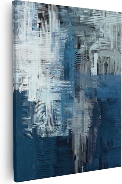 Artaza Canvas Schilderij Abstracte Kunst - 40x50 cm - Muurdecoratie Blauw - Wanddecoratie Woonkamer - Kamer Accessoires