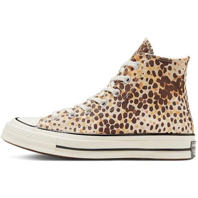 Converse Années 1970 Imprimé Animal Chuck Classique Décontracté Montantes Toile Chaussures Baskets Unisexe Imprimé Léopard 167483C 38 beige