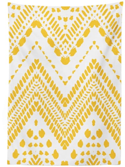 ABAKUHAUS – Tafeldoek 140x200 – Geel Chevron Satijn – Machinewasbaar
