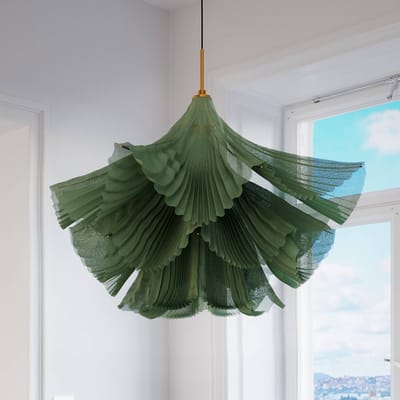 By Rydéns hanglamp Juliette, groen, tule/metaal, 75 cm, E27