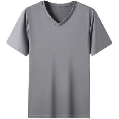 Kortemouw T-shirt Heren V-hals Effen Kleur Zomer Nieuw Casual Jong en Middelbaar Shirt Trendy Heren XL