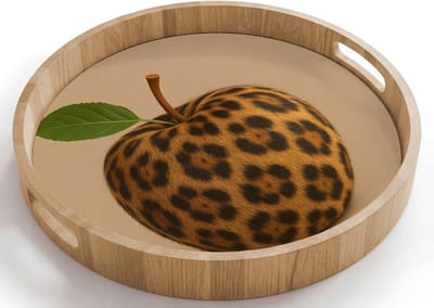 Dienblad rond 40x40 cm - Schootdienblad hout - Appel - Panter - Blaadje - Groen - Borrelplank rechthoek - Plateau houten dienbladen