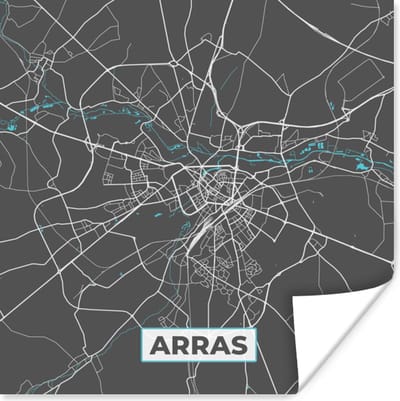 Poster Arras - Frankrijk - Plattegrond - Stadskaart - Kaart - 100x100 cm XXL