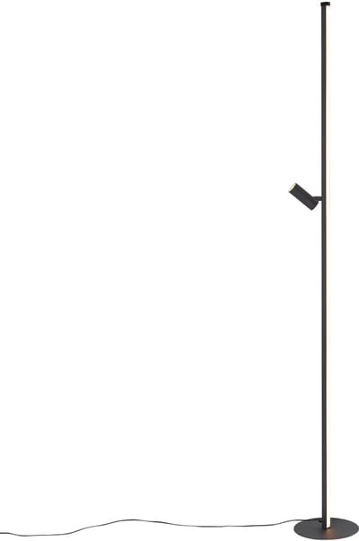 QAZQA throttle - Design Dimbare LED Vloerlamp | Staande Lamp met Dimmer met leeslamp - 1 lichts - H 142 cm - Zwart - Woonkamer