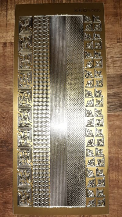 jeje 5213 - 1 stickervel goud - hoekjes en sierranden - 60x hoek - 36x fijne sierrand recht en gewelfd