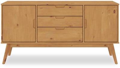 Sideboard TIVOLI, van massief hout met 2 deuren en 3 lades - eiken afwerking