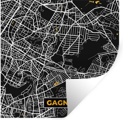 Muurstickers - Sticker Folie - Gagny - Stadkaart - Plattegrond - Kaart - Frankrijk - 100x100 cm - Plakfolie - Muurstickers Kinderkamer - Zelfklevend Behang XXL - Zelfklevend behangpapier - Stickerfolie