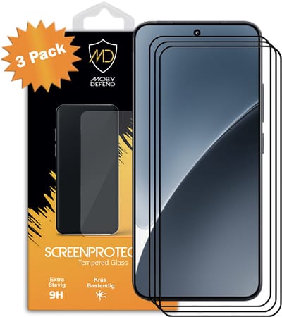 3-Pack MobyDefend Screenprotectors - Geschikt voor Xiaomi 15 - Screensavers Met Zwarte Randen - Gehard Glas